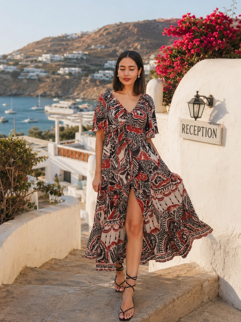 Anthropologie Tiered Cutout Back Printed Maxi Dress Boho Short Sleeve XS